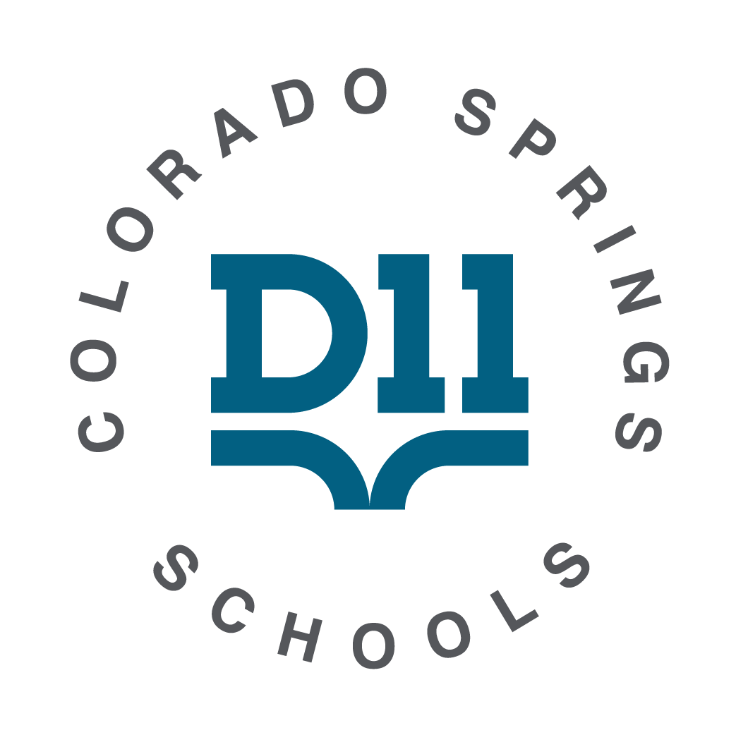 Circle shaped logo for Colorado Springs D11 school district
